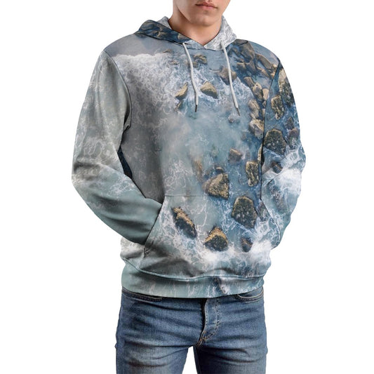 Plus Size Double Layer Hood Full Print Sweatshirt