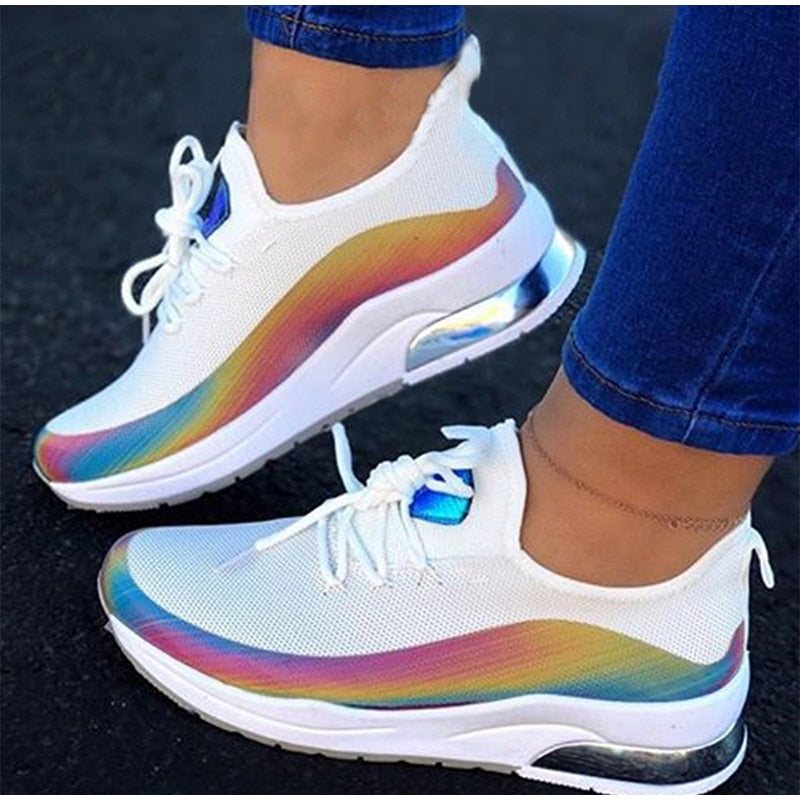 Women Colorful Cool Sneaker Ladies Lace Up Vulcanized Shoes Casual Female Flat Comfort Walking Shoes Woman Fashion