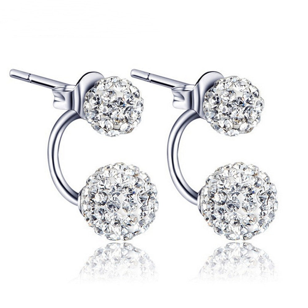 Women 's Luxury Shambhala Crystal Ball Stud Earrings Fashion Silver Plated Jewelry Temperament Princess Stud Earrings