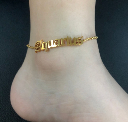 New product retro twelve constellation anklet real gold plating clavicle chain stainless steel anklet female