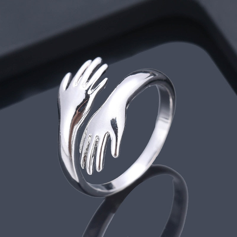 Romantic Hand with Love Hug Rings Creative Adjustable Love Forever Open Finger Hand Ring