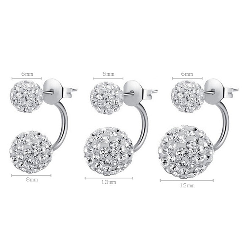 Women 's Luxury Shambhala Crystal Ball Stud Earrings Fashion Silver Plated Jewelry Temperament Princess Stud Earrings