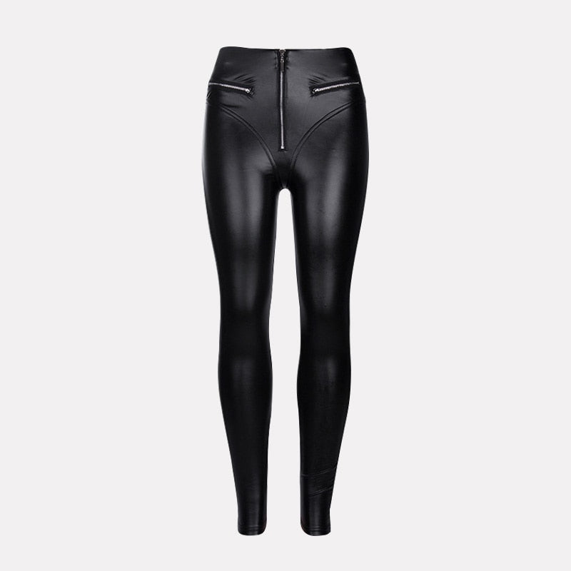 Women Winter Pencil Pants Capris Spring Sexy Streetwear Solid Black Slim Fit High Waist Sheath Leather Pants