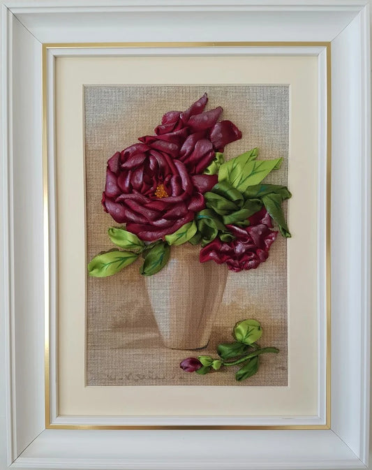 Trandafiri - Broderie cu panglici ( 3D )