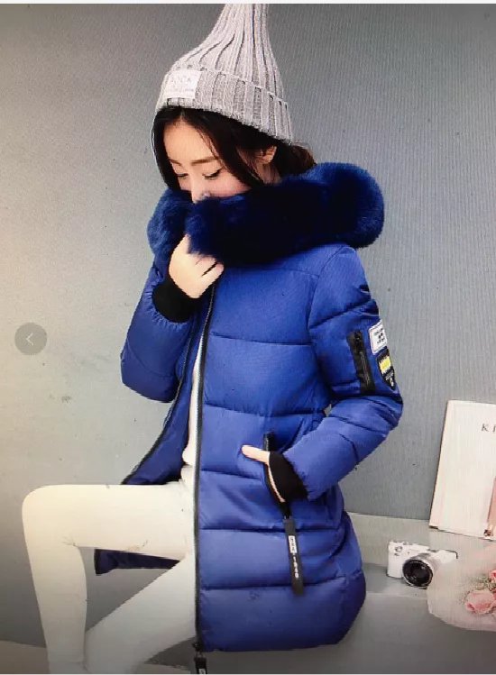 Women's Clothing Down Coat Big Hair Collar Cotton Padded Jacket