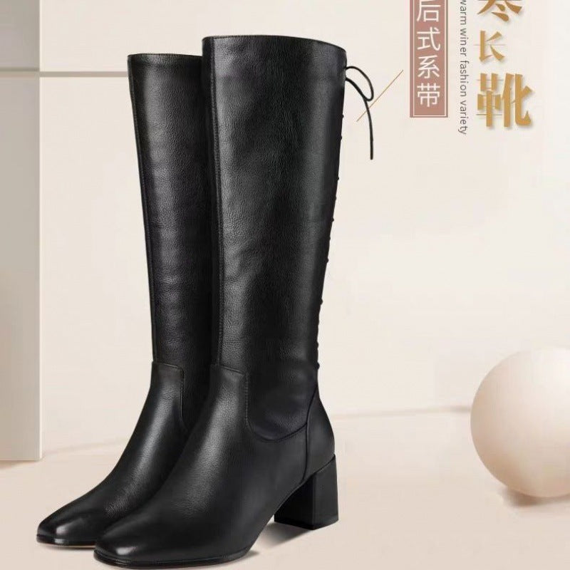 Net red riding boots but knee boots 2022 autumn/winter new high boots for women in England long thin tie female manufacturers