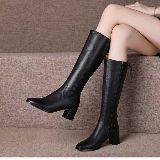 Net red riding boots but knee boots 2022 autumn/winter new high boots for women in England long thin tie female manufacturers