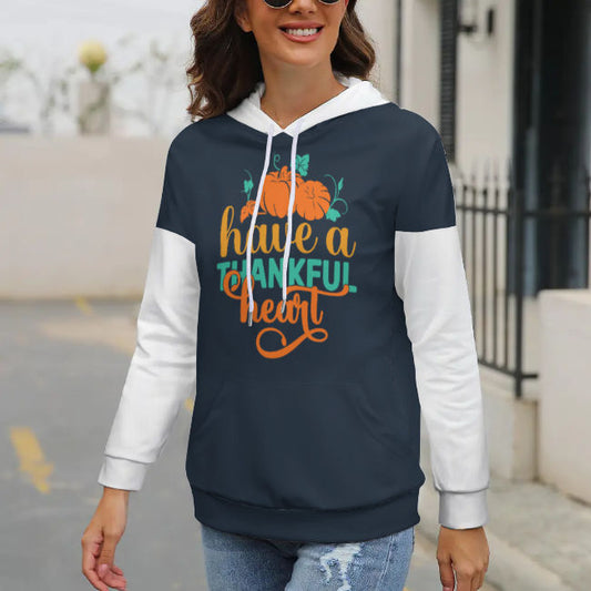 Drop-Shoulder Sleeve Hooded Sweater (Multi-image design)