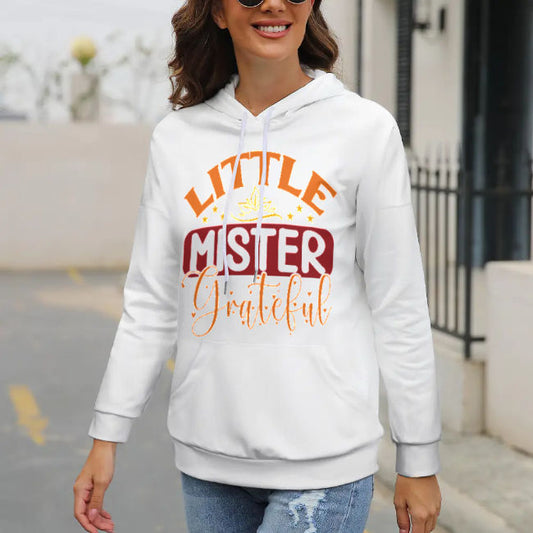 Drop-Shoulder Sleeve Hooded Sweater (Multi-image design)