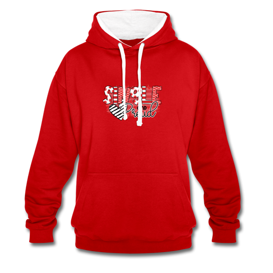 Contrast Colour Hoodie - red/white