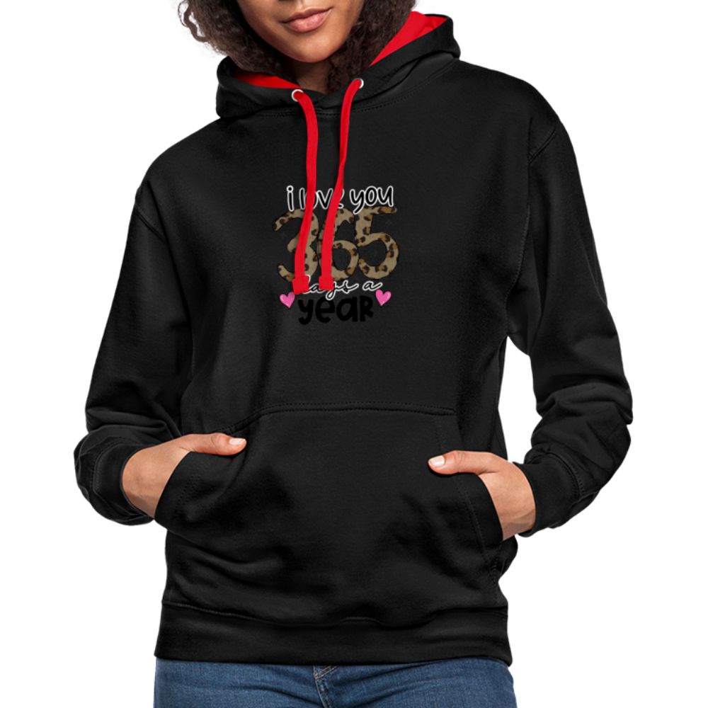 Contrast Colour Hoodie - black/red