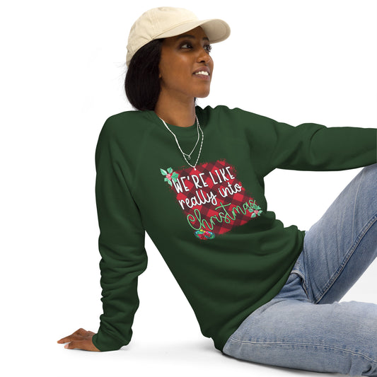 Unisex organic raglan sweatshirt